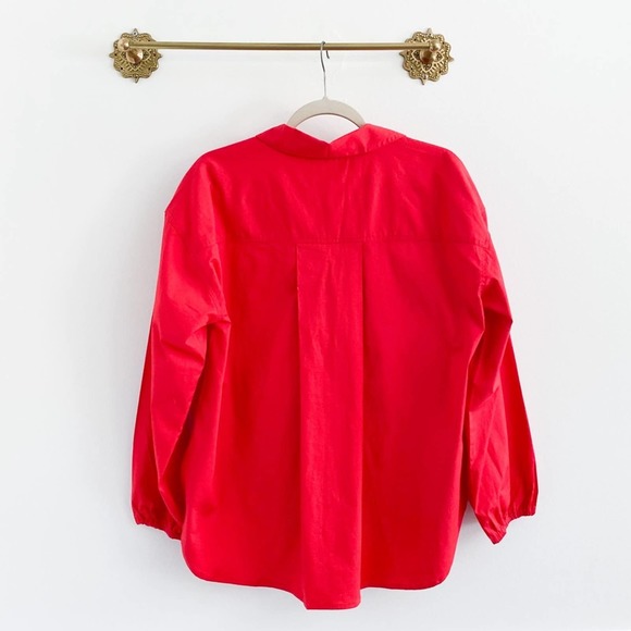 Sundry for Evereve Red Saturday Poplin Cotton Oversized Shirt - Picture 9 of 9